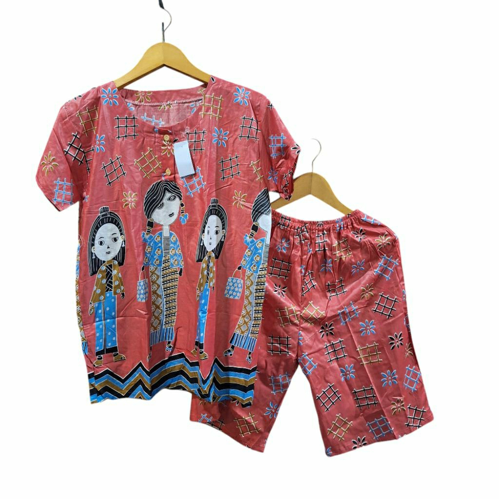 Setelan GOGO BABYDOL MOTIF TEJO WARNA Piyama lucu set Celana kulot Pendek 3/4 Bahan Rayon setelan wa
