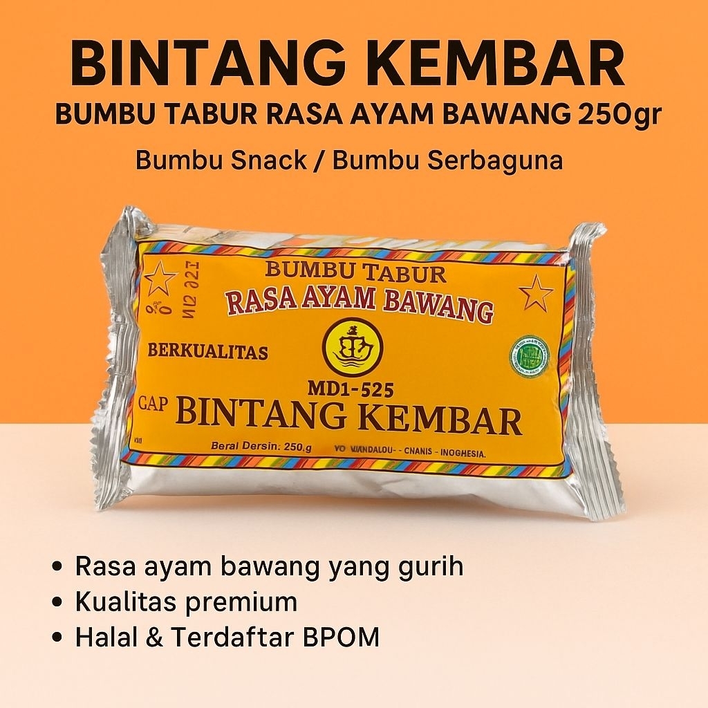 

Bintang Kembar Bumbu Tabur Rasa Ayam Bawang 250gr - Bumbu Snack / Bumbu Serbaguna