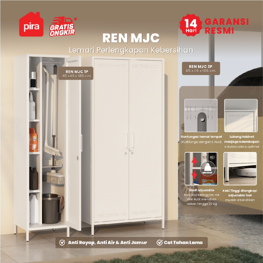 PIRA -  REN MJC Lemari Sapu / Lemari Janitor / Lemari Serbaguna / Rak Besi Serbaguna