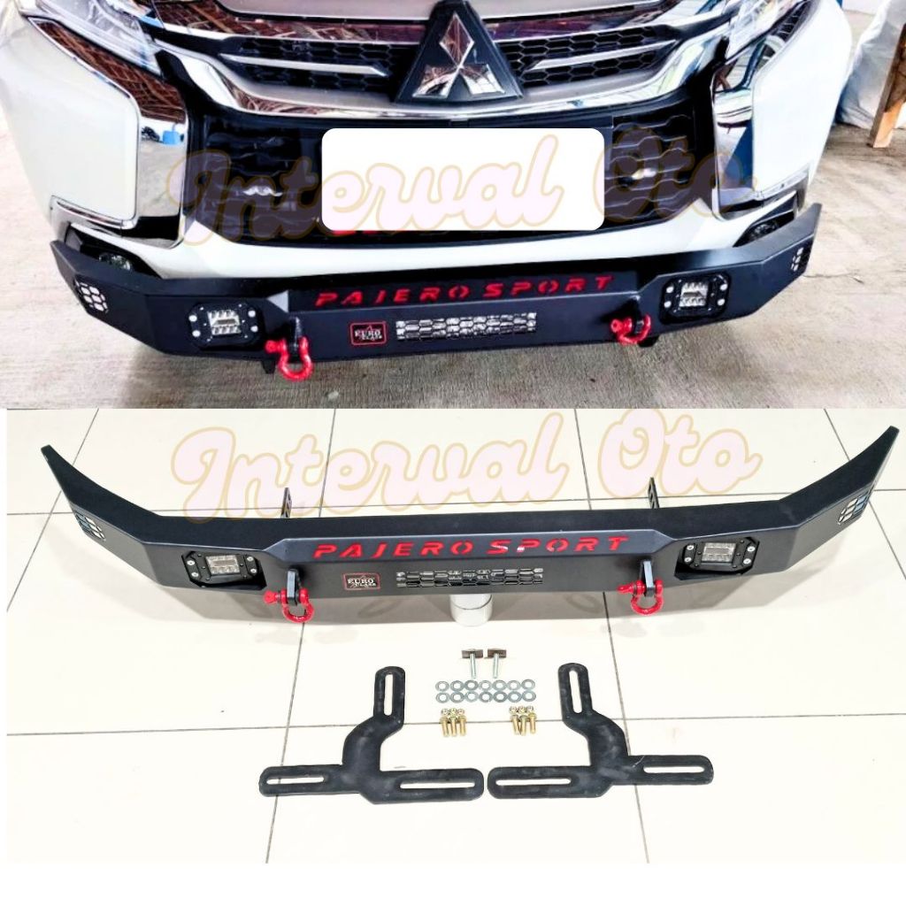 Towing Depan Mobil Pajero Sport 2016-2024 Tanduk Towing Bumper Custom Emboss