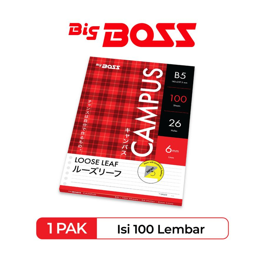 

BIG BOSS LOOSE LEAF/ Kertas Binder Bergaris A5 @100 Lembar