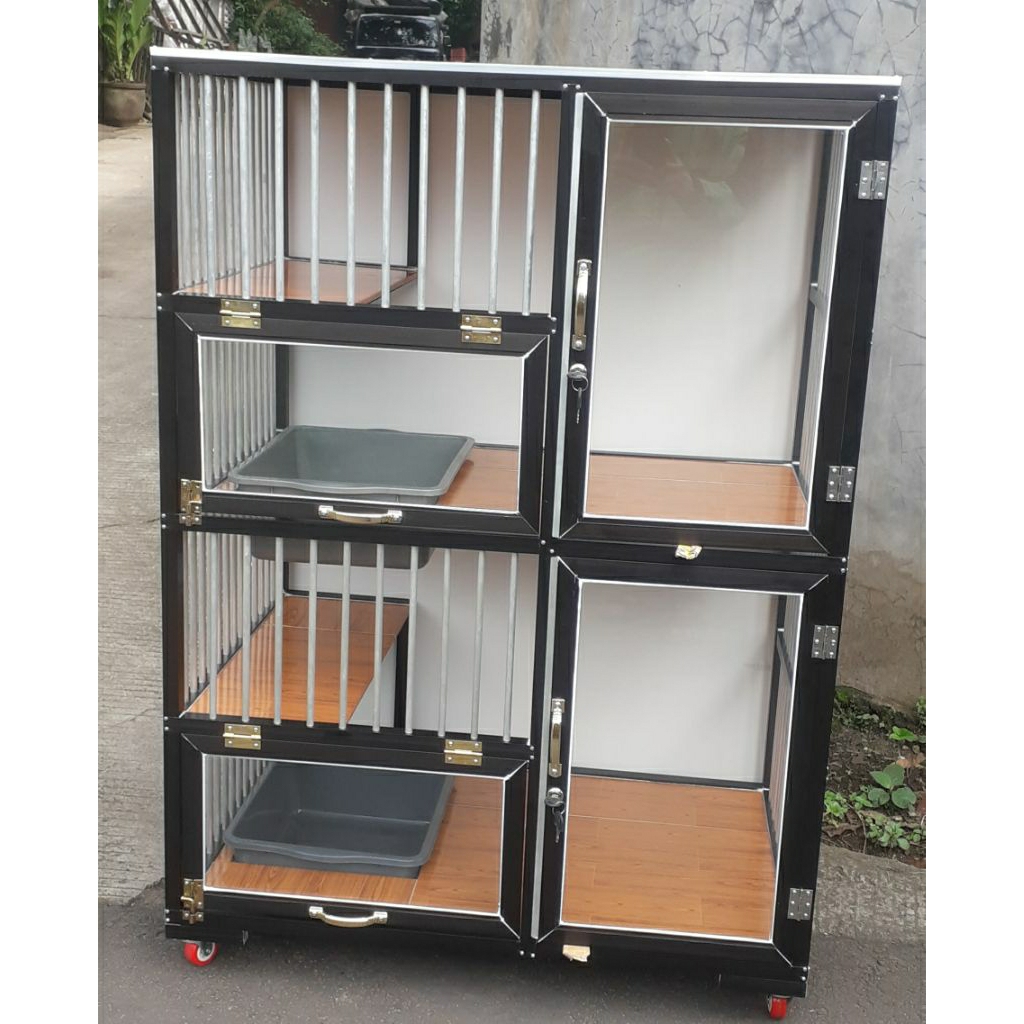 kandang kucing alumunium 2 tingkat