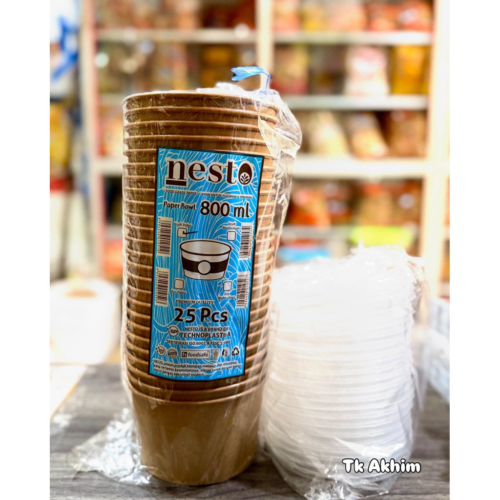 Paper Bowl Coklat dan Putih 800ml/ 650ml