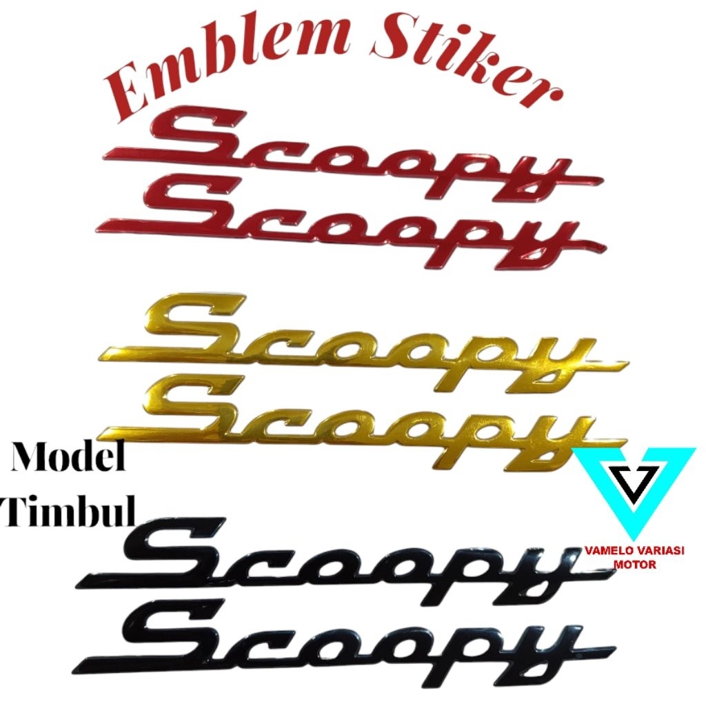 Emble Logo Honda Scoopy Sambung/ Emblem Stiker 3D Timbul Scoopy 2014-2016 Sepasang