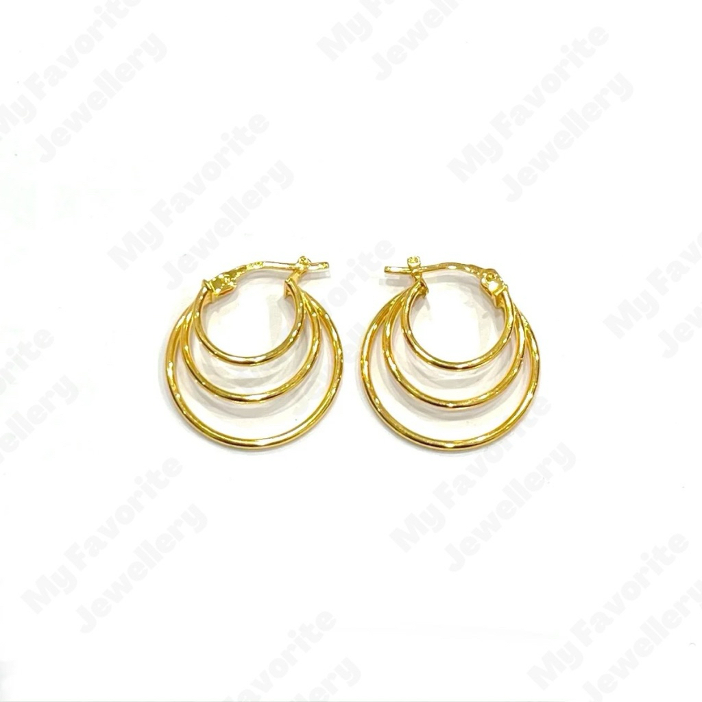 Giwang Triple EMAS ASLI Kadar 875 20K