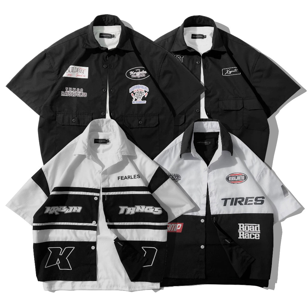 Kemeja WORKSHIRT Oversize Pria Model Drift & Road Race Korea Style
