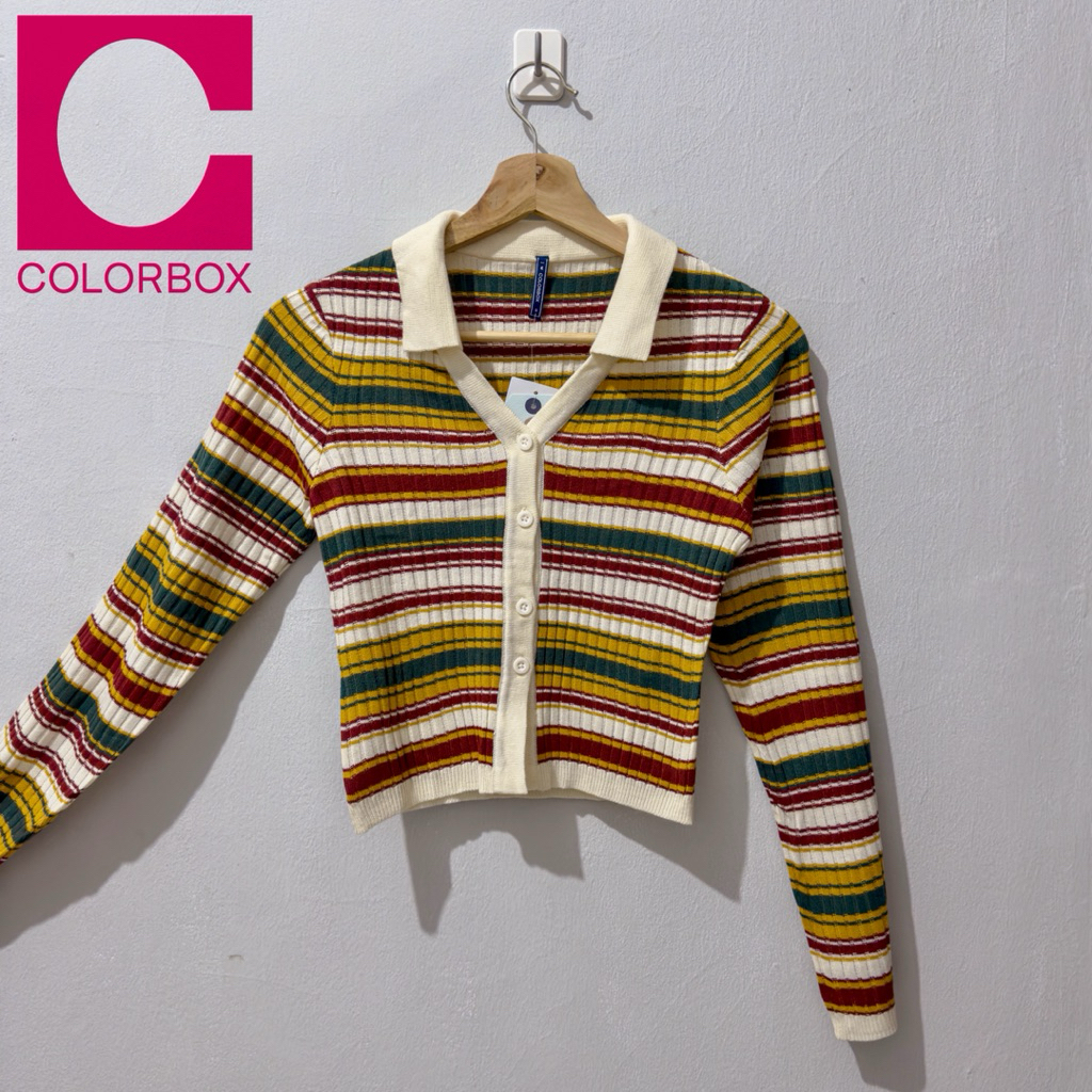 Colorbox Multicolor Stripe Crop Cardigan