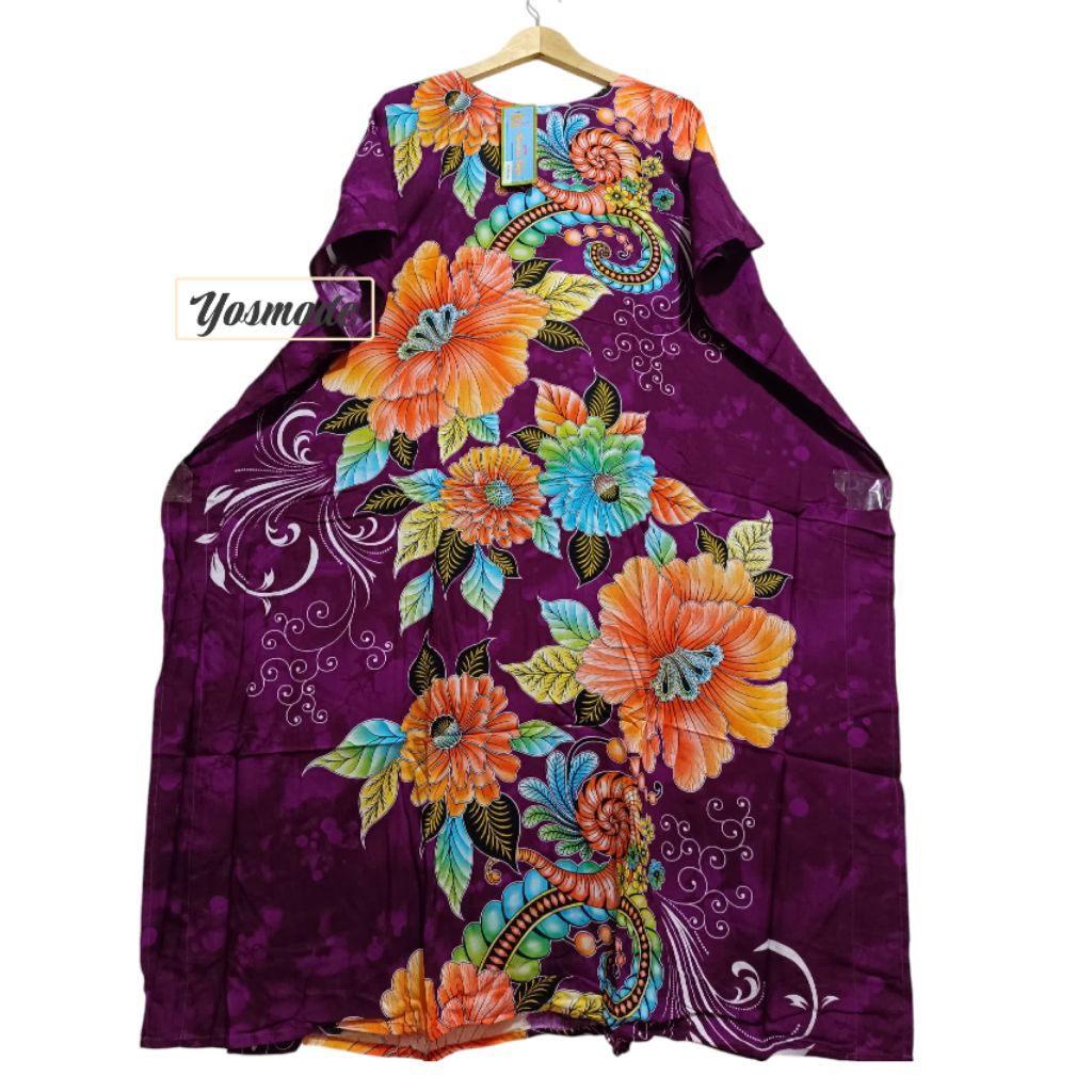 DASTER KALONG JUMBO KENCANA  UNGU LEBEL BIRU LD.154 DASTER LOWO ASLI BATIK KENCANA UNGU MOTIF POLOSA