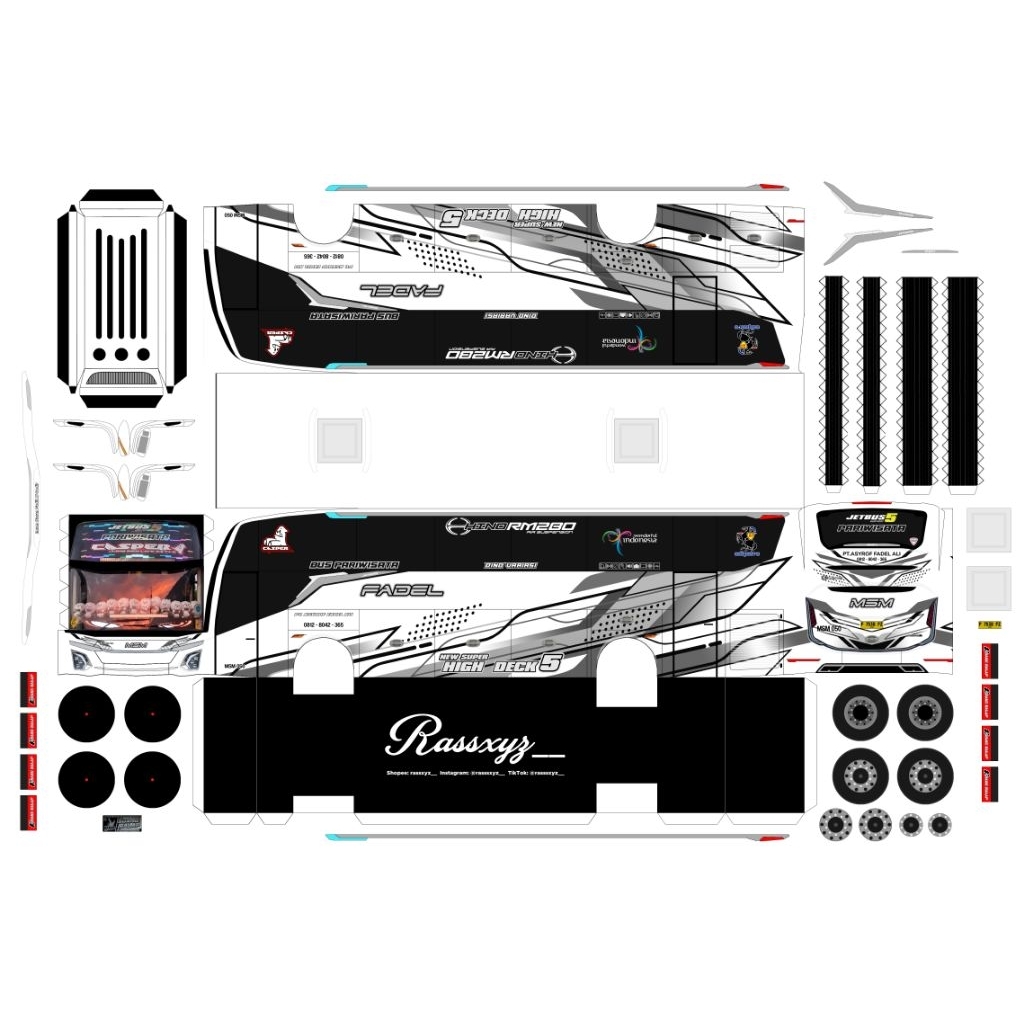 Lembaran papercraft bus MSM Asyrof Casper