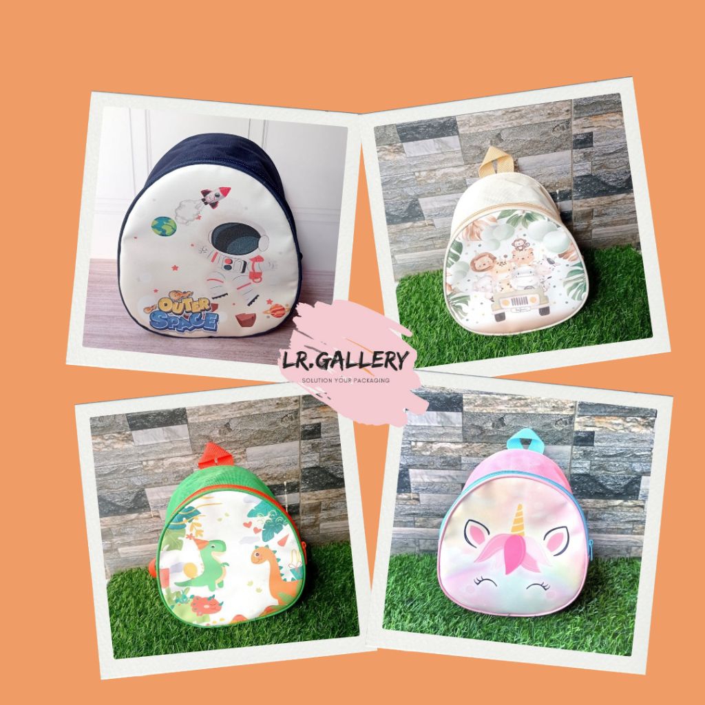 

ISI 5 PCS Free thanks card Tas Ransel Egy bag souvenir ulang tahun anak printing karakter