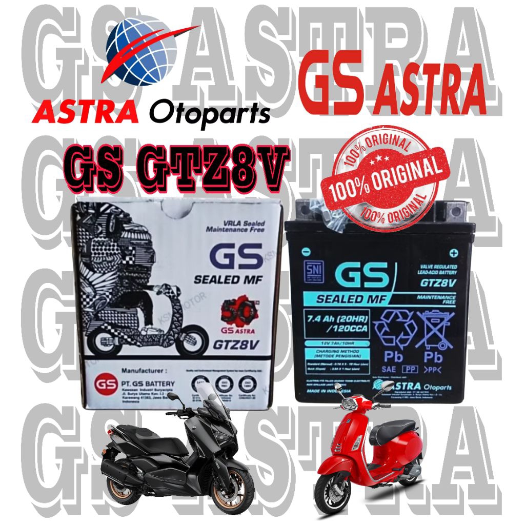 AKI GS ASTRA XMAX, KLX150, KLX250, CBR150, CBR250, VESPA SPRINT, VESPA PRIMAVERA AKI GS ASTRA GTZ8V 