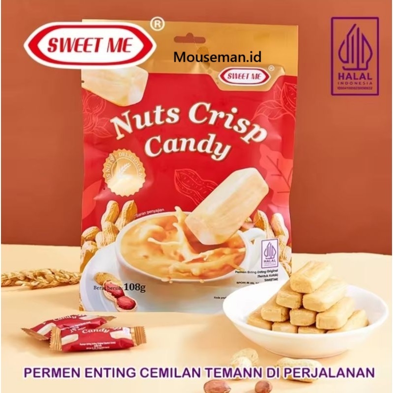 

SWEET ME Nuts Crispy Candy Delicious Nuts Permen Ting Ting Original Bentuk Kotak Kacang Tanah 108gr
