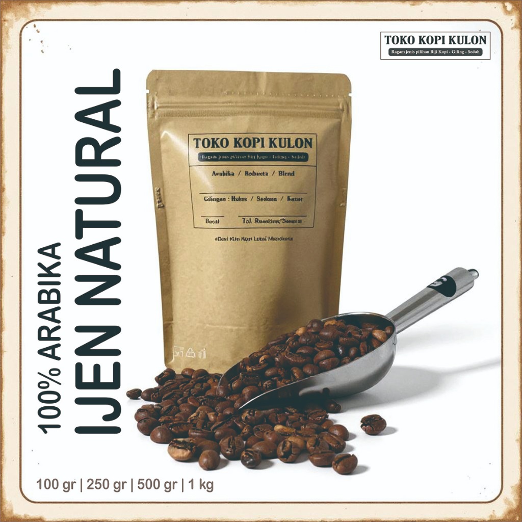 

ARABIKA IJEN NATURAL - Toko Kopi Kulon - Giling Halus/Medium/Kasar - 100 gram
