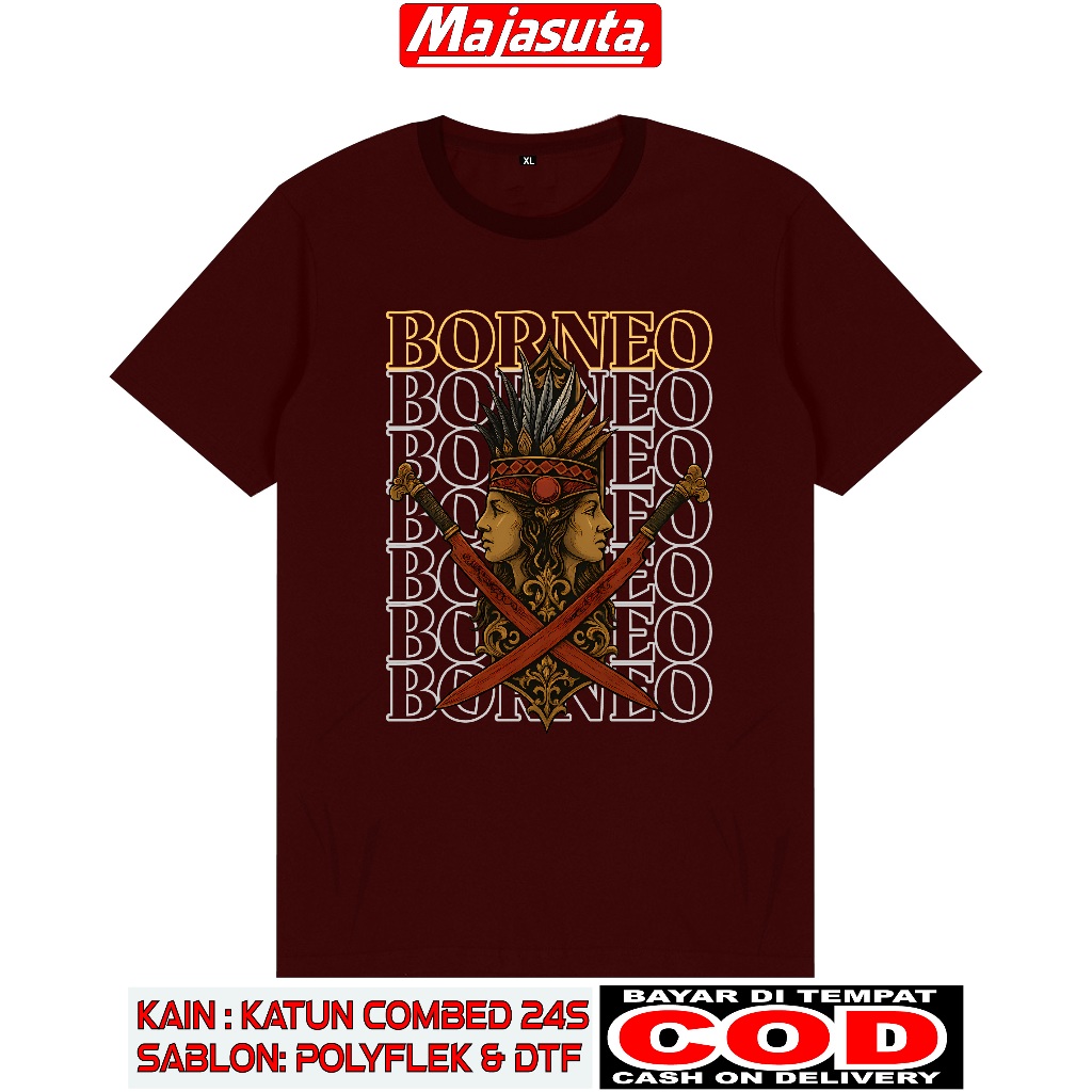 KAOS KALIMANTAN DESAIN 4 TALAWANG MANDAU BAHAN KATUN COMBED 24S TEBAL ADEM DAN HALUS BISA COD