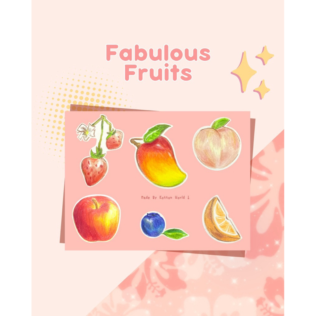 

Fabulous Fruits Sticker Sheet | waterproof vinyl stickers, fruit inspired stickers, fruity stickers, colorful stickers, stiker warna-warni, stiker lucu, stiker buah