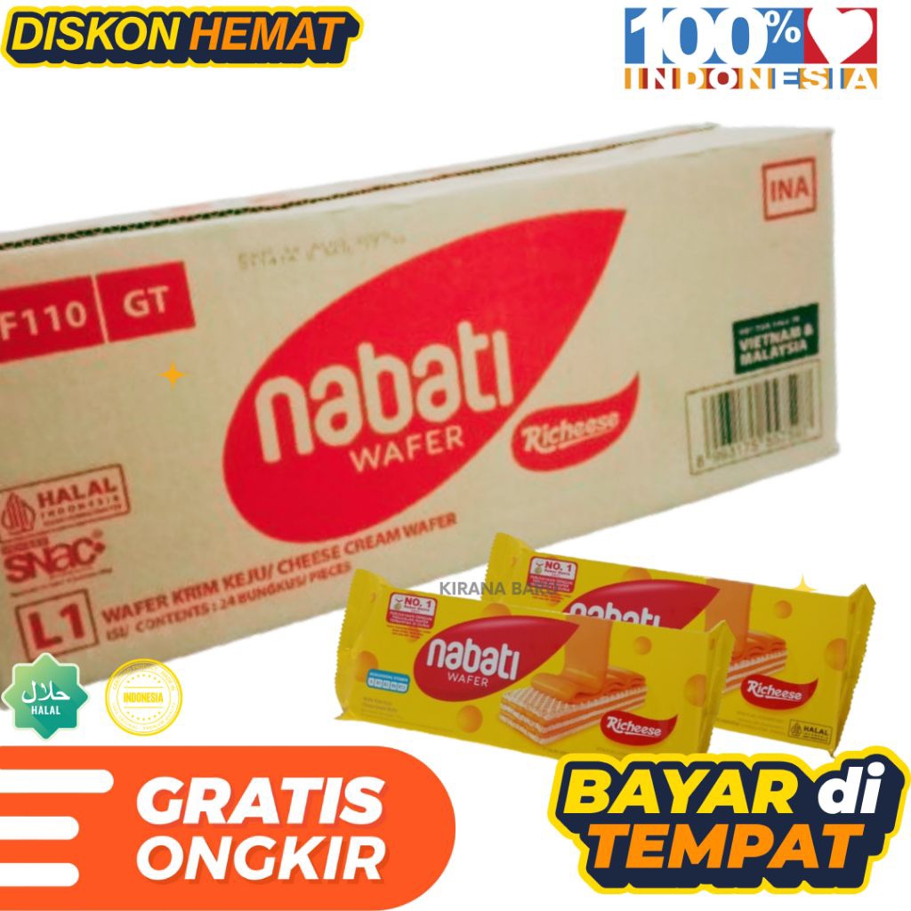 

NABATI WAFER 110 GRAM (1 dus 24pcs). RASA KEJU & COKLAT