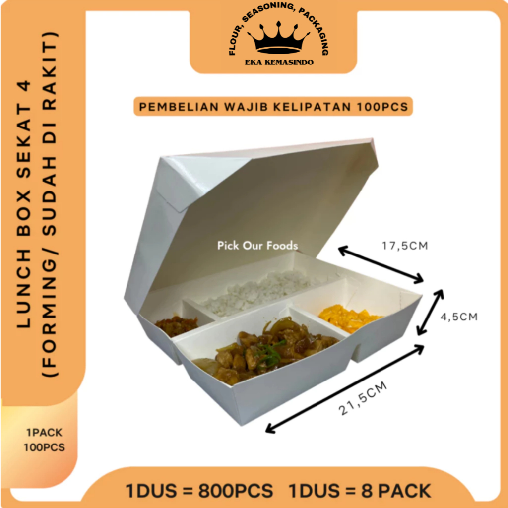 Paper Lunch Box Sekat 4 | Lunch Box 4 sekat