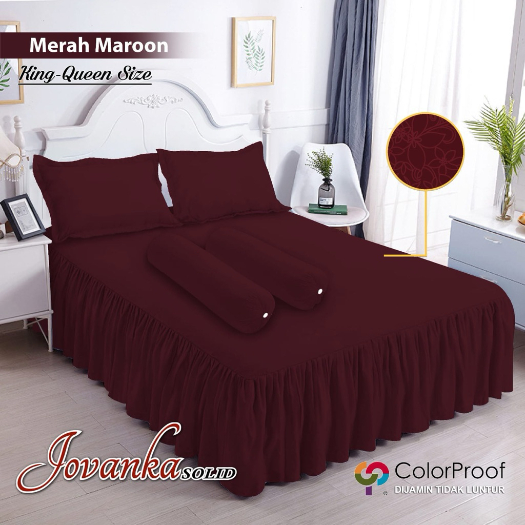 Sprei Rumbai - Jovanka By FATA Ukuran 180x200 Motif Merah Maroon