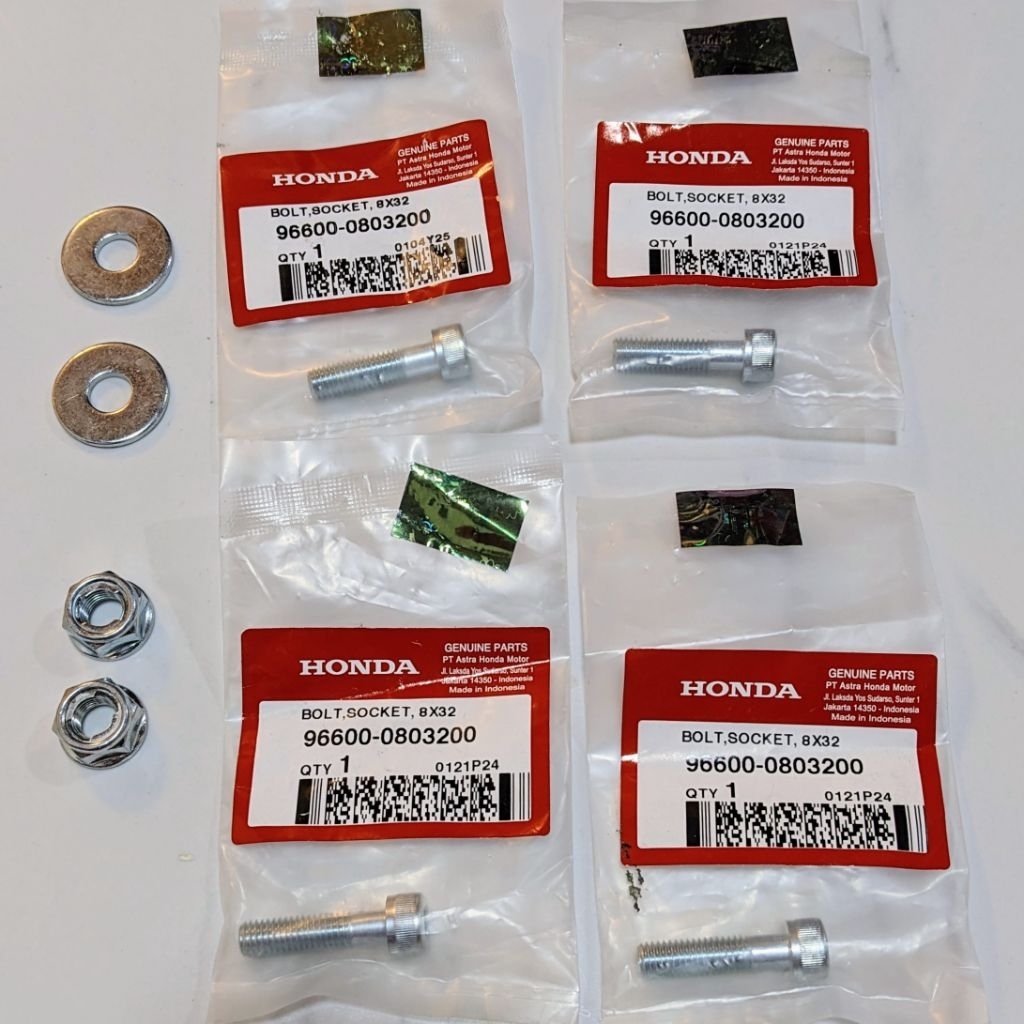 Baut L Raiser & Mur lock + Ring Beat Street, PCX 150 & PCX 125 CBU, Paket 8 pcs Baut Raiser, Mur Loc