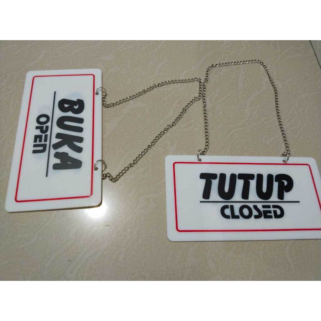 

Papan Buka Tutup 23x12 Akrilik Timbul | Buka Tutup Sign Board Timbul