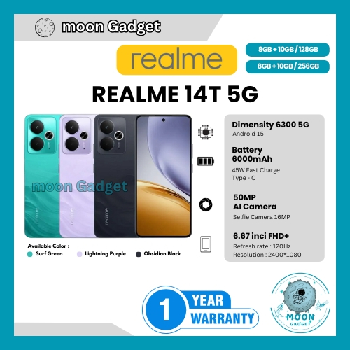 HP REALME 14T 5G 8/256GB, 14T 5G 8/128GB, 13 5G 12/256GB, 13 8/256GB & 13 8/128GB (GARANSI RESMI)