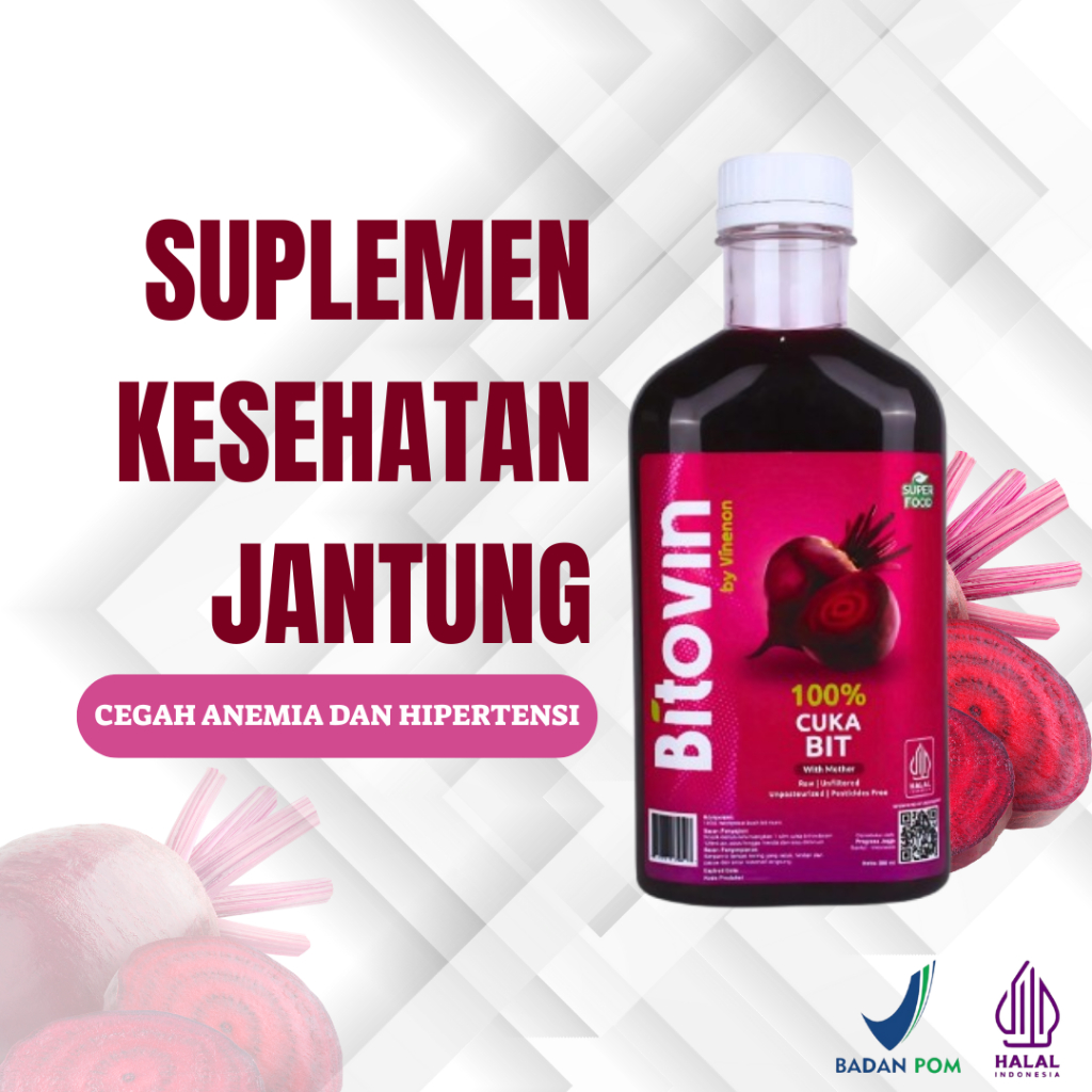 

BITOVIN Suplemen Kesehatan Jantung | Penambah Darah Alami | 100% Cuka Buah Bit Segar | Sudah BPOM