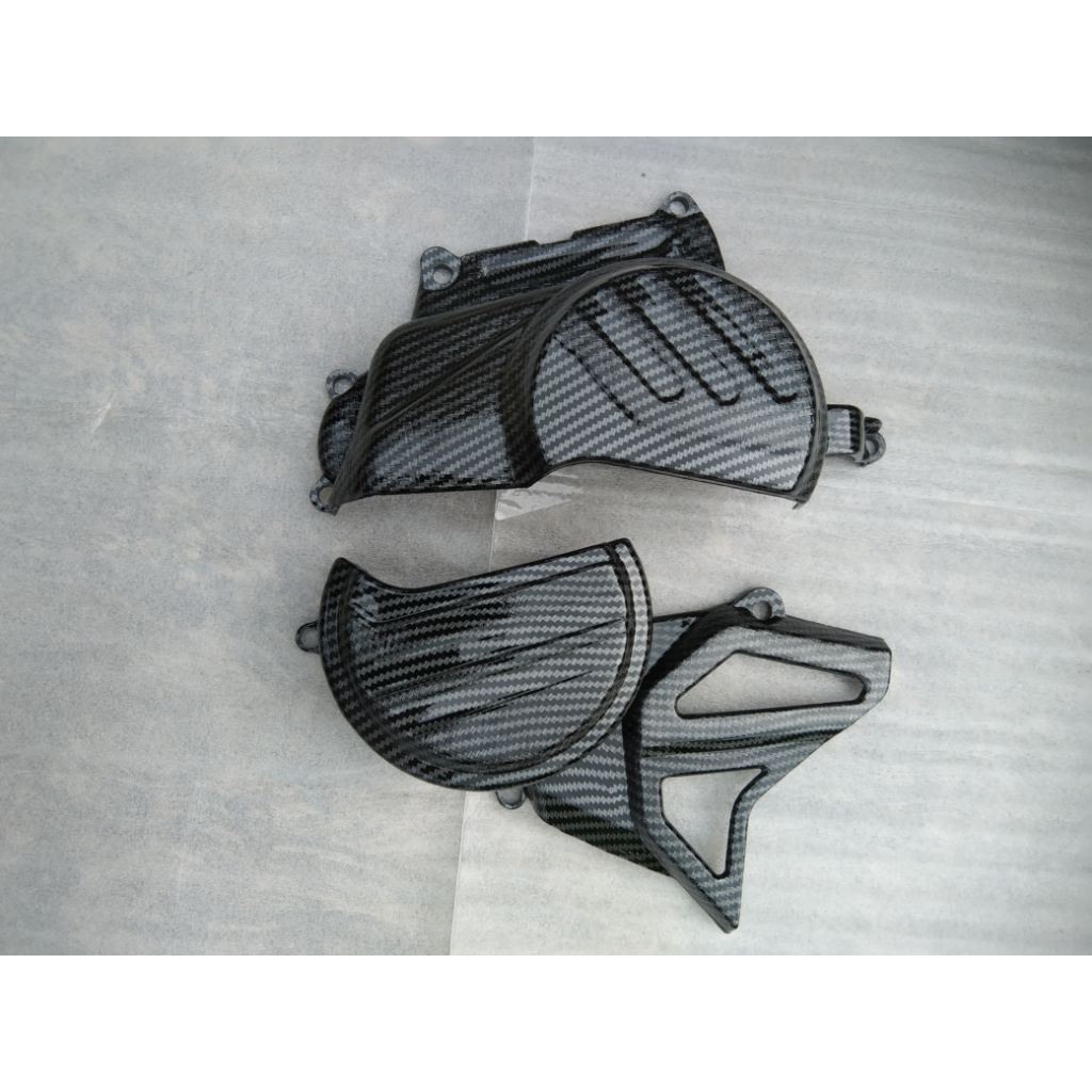 Tutup pelindung blok mesin crf150 Carbon Celup WTP Motip 56  cover mesin samping crf 1501