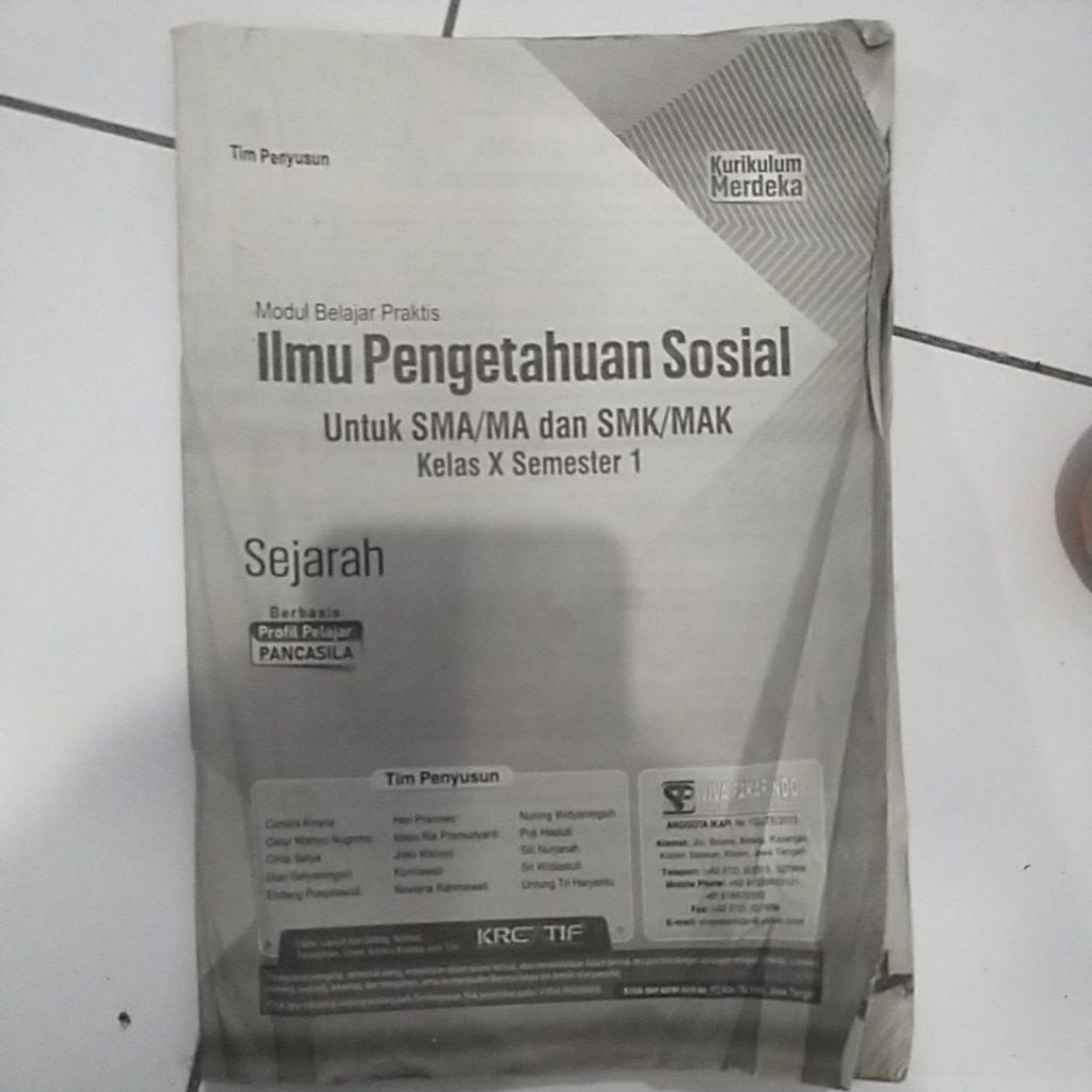 preloved buku PR LKS Viva pakarindo sejarah kelas 10 X semester 1 kurikulum merdeka