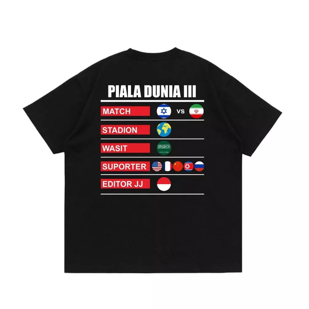 Kaos Piala Dunia Ke-3 Israel vs Iran Liga Dunia Ke Tiga Baju Distro Cotton