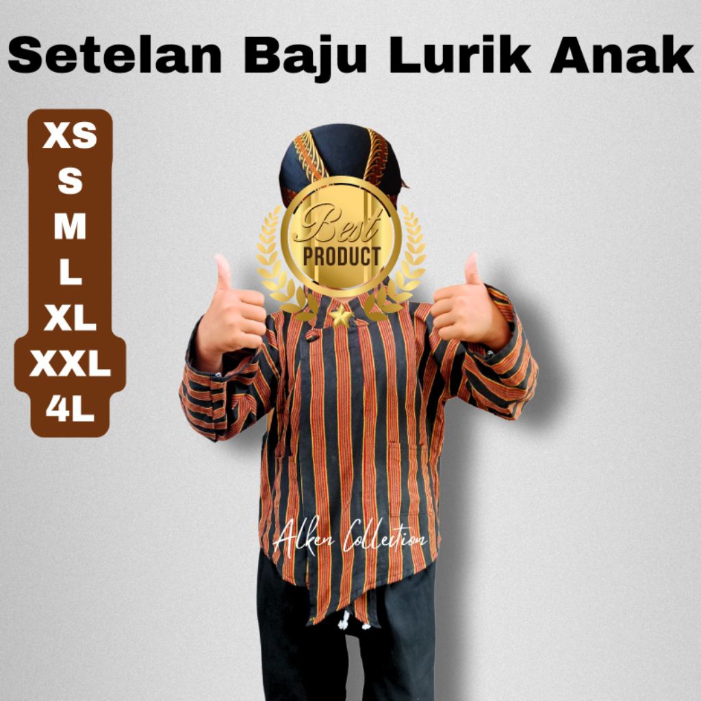 Setelan Baju Surjan Lurik Anak Baju Lurik Adat Jawa Anak Baju Lurik Anak Anak Baju Surjan Anak Baju 