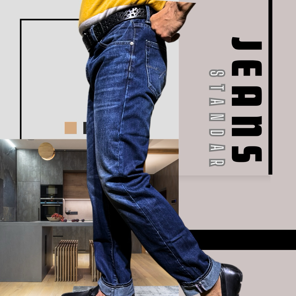 PO 02 JEANS - Celana Jeans Standar Basic Size 28-33 Celana Reguler Jeans O'City Project Model Sobek