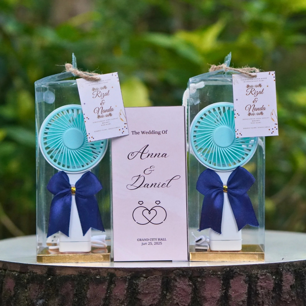 Min 10pcs Souvenir Kipas Portable Free Custom Design | Souvenir Pernikahan Aesthetic