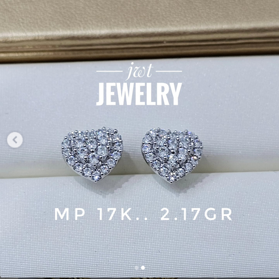 GIWANG ANTING TUSUK EMAS DIAMOND LOOK MODEL BERLIAN HATI LOTUS MATA2 CANTIK MEWAH