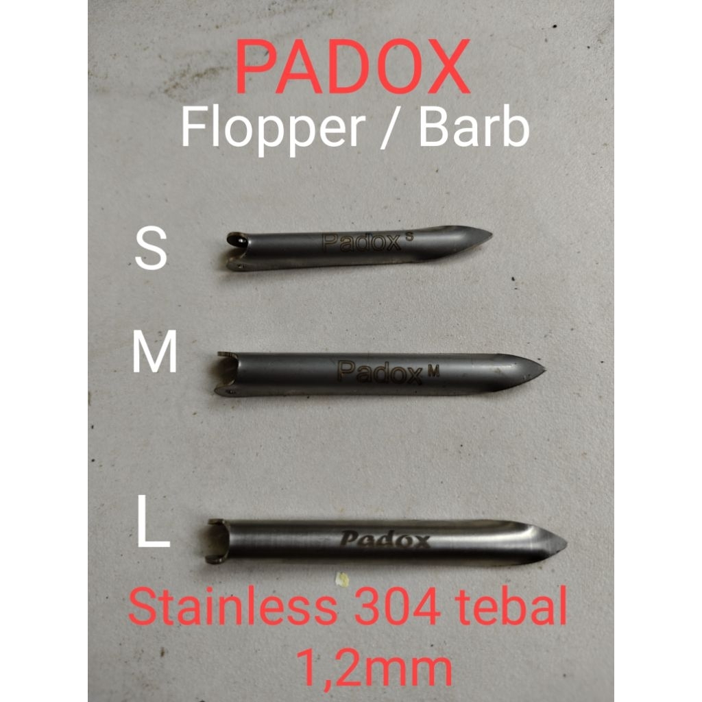 padox shaft barb L stainless 304 panjang 7cm tebal shaft flopper spearfishing barb speargun flopper 