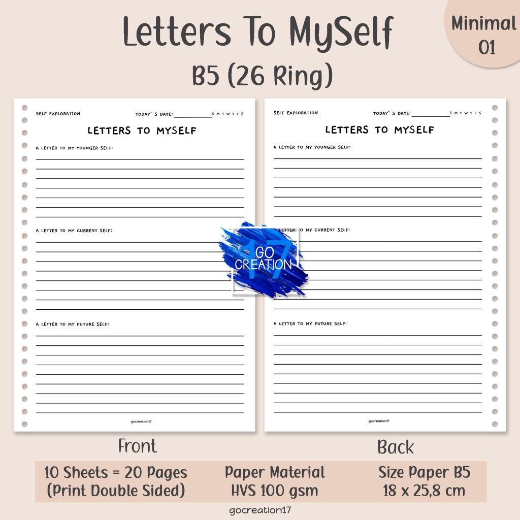 

Kertas Isi Binder Planner Letters To MySelf Simple Minimalis B5