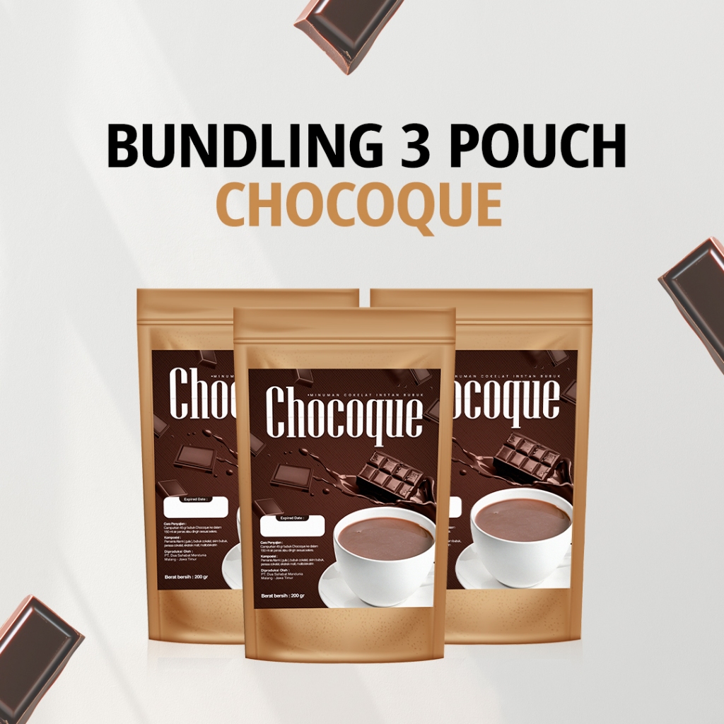 

Coklat Bubuk Minuman 200gr - Chocoque 3 Pouch