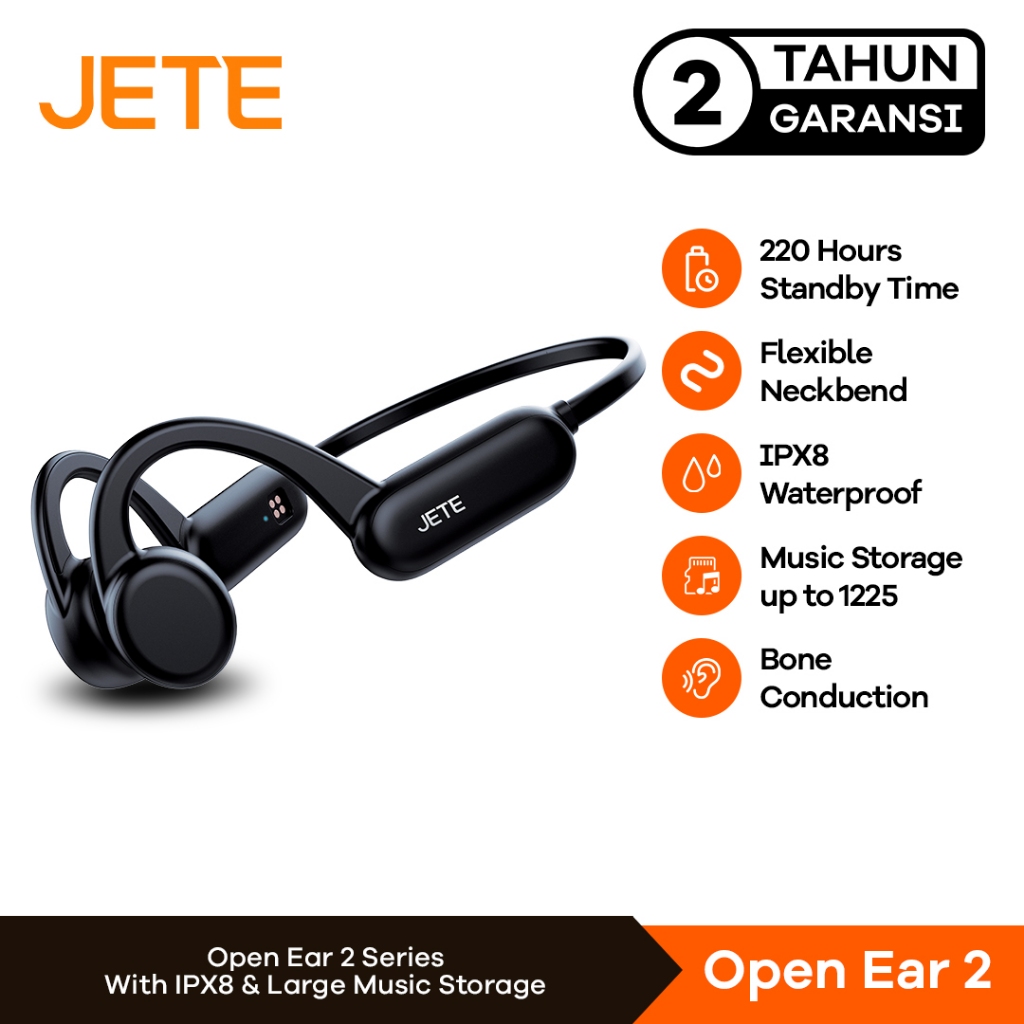 Headset Bluetooth JETE Open Ear 2 TWS Open Ear Bone Conduction Sweatproof Resistant Wireless Earphon