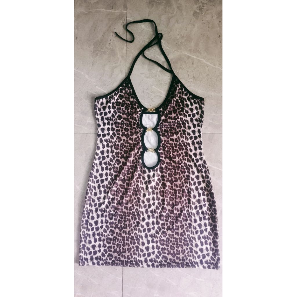 preloved mini dress leopart unik seksoy mewah
