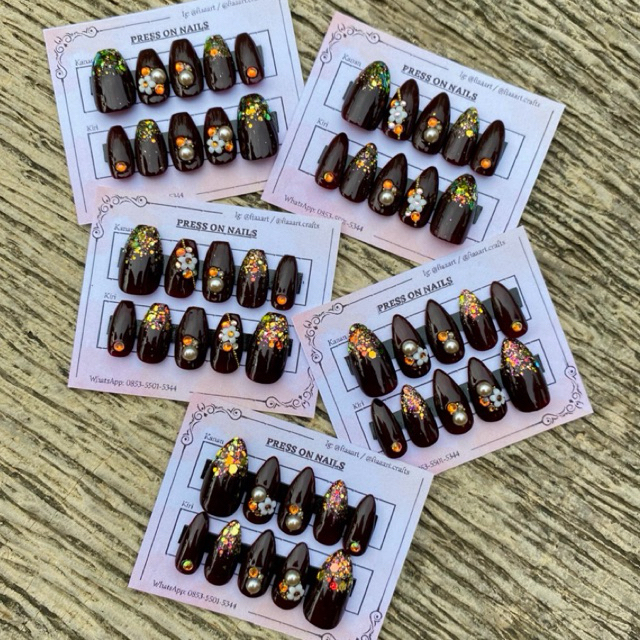 Kuku Palsu Wedding (Maroon)