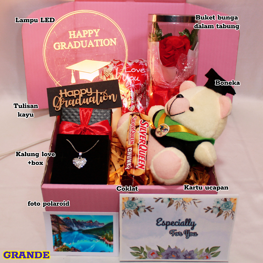 Kado Hadiah Hampers Wisuda - Hadiah Wisuda Romantis, Aesthetic - Kado Momen Spesial Untuk Cewek/Cowo