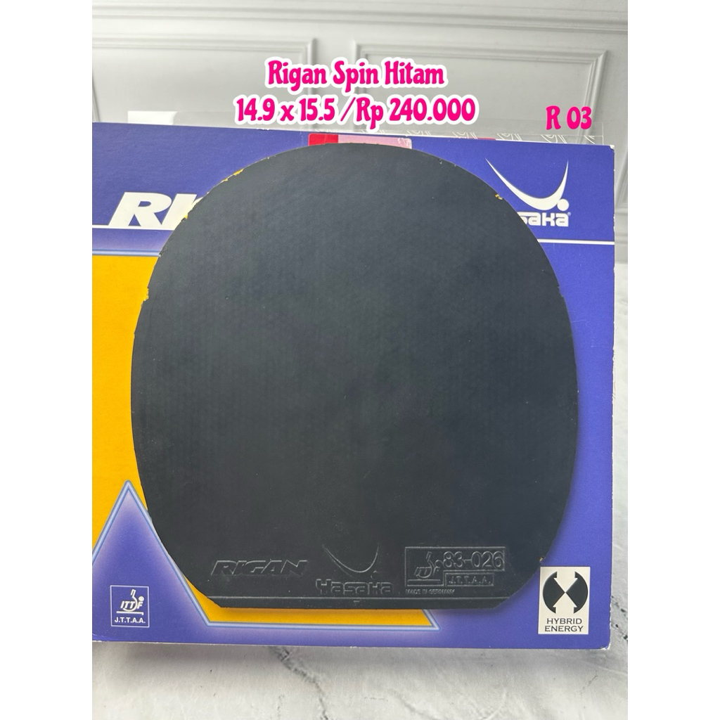 SECOND BET BAT BAD KARET PINGPONG TENIS MEJA YASAKA RIGAN SPIN WARNA HITAM