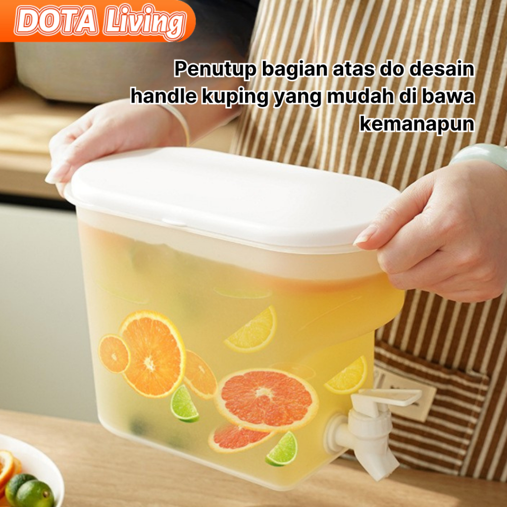 Dota Living Dispenser Air Minum Jus 3.5L Tempat Air Minum Plastik Food Grade Ice Bucket Juice