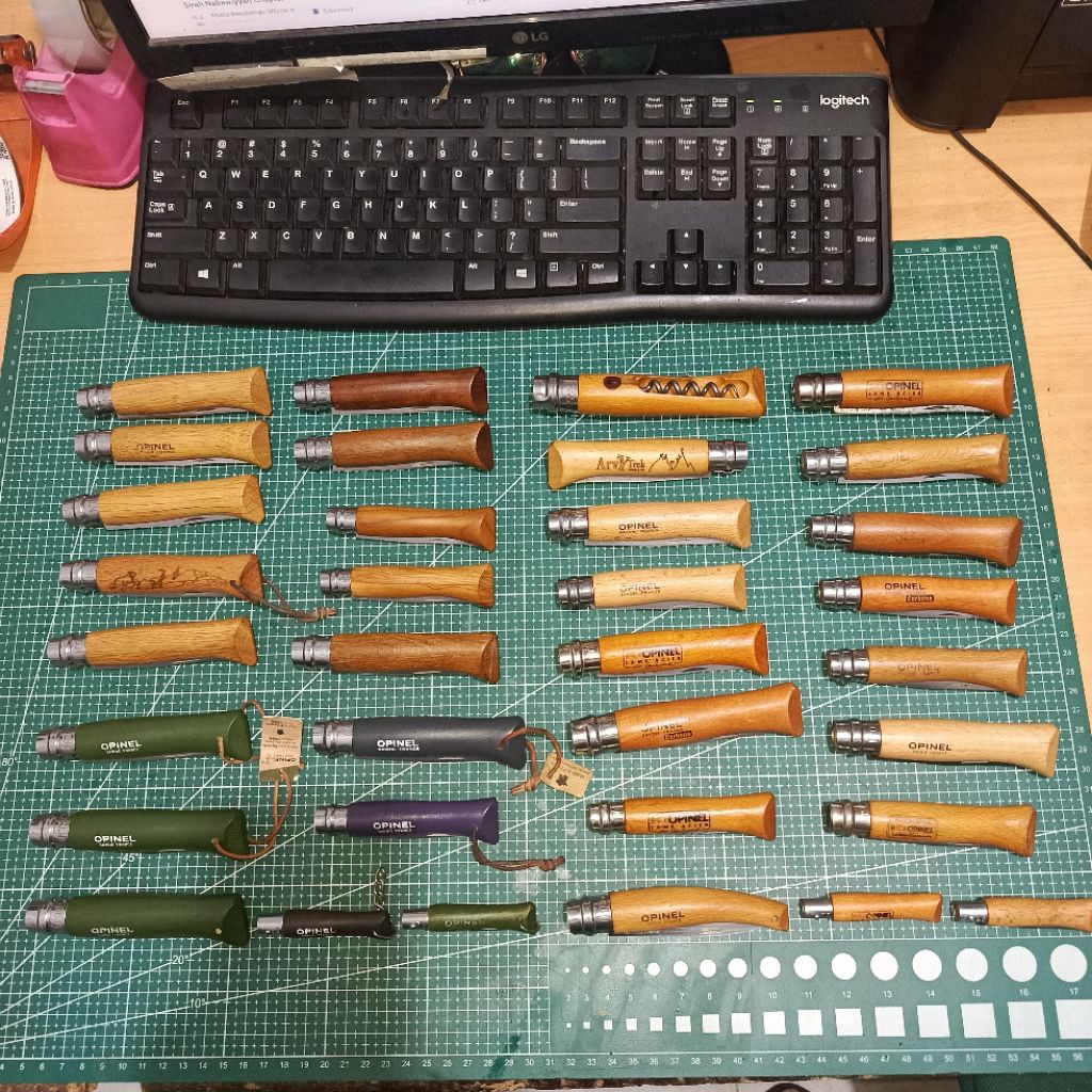 {Bekas/Second} Pislip OPINEL Pisau Lipat made in Perancis ex USA Carbone Inox beechwood olive walnut