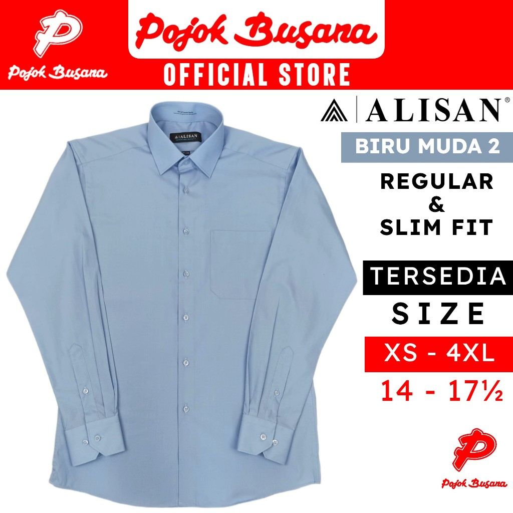 Pojok Busana Kemeja ALISAN Biru Muda B2 Lengan Panjang Regular & Slim Fit Pria - Kantor Kerja Shirt