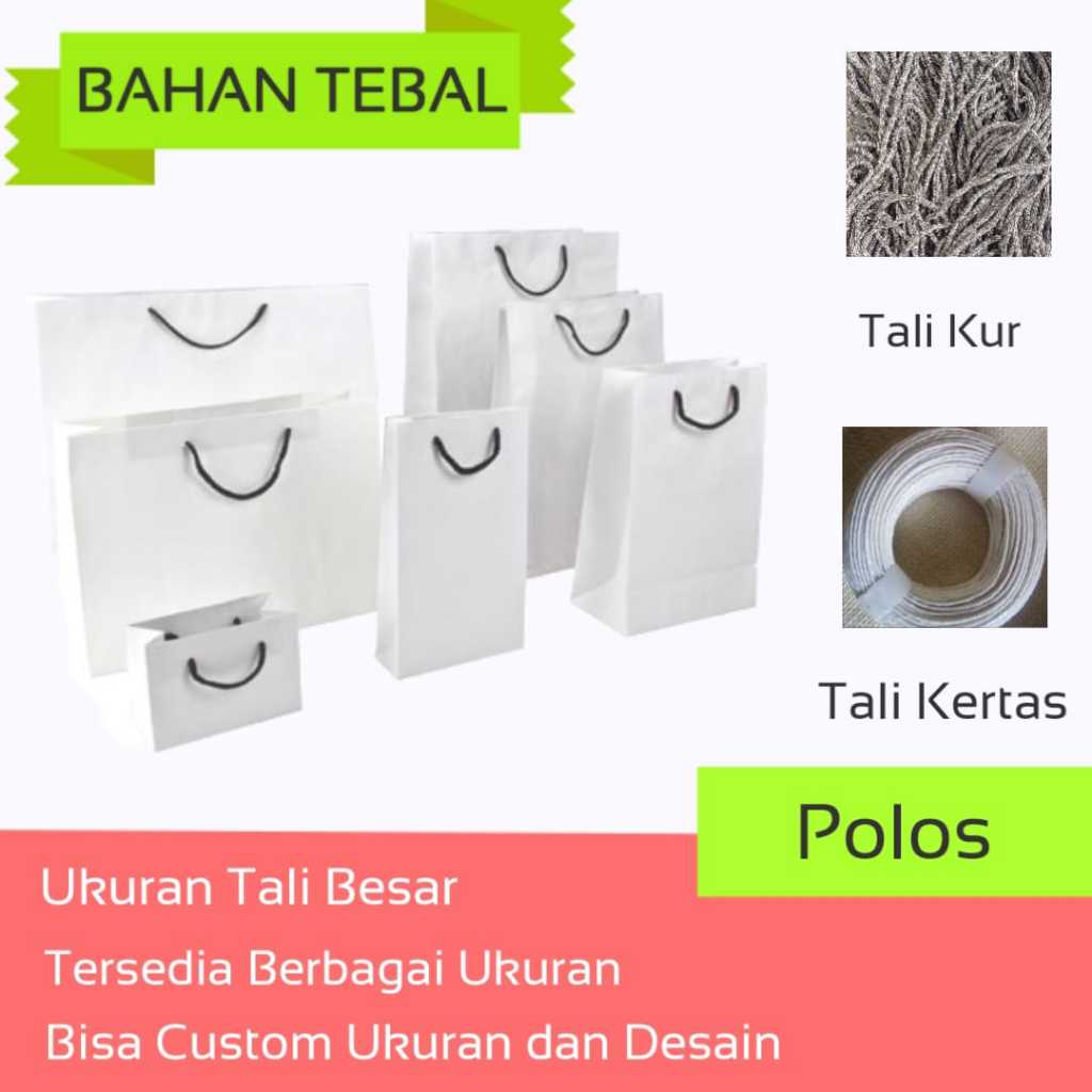 

Paper Bag Tas Kertas Putih Polos Custom Kado Bahan Tebal Semua Ukuran