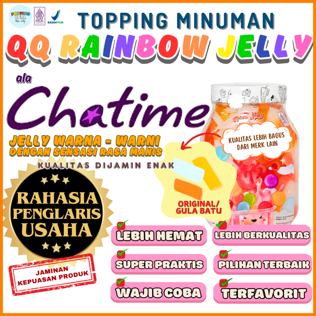 

QQRainbowJellyKonyakuToppingMinumanCocokDengan STIR UP Sirup Sirop Syrup - Rainbow Jelly Original 500 Gram | Cocok Untuk Semua Jenis Minuman