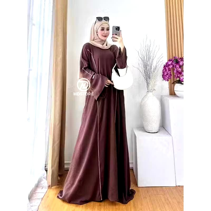 Mahera Abaya Turkey Mewah - Abaya Umroh - Gamis Hitam Putih Wanita Muslimah Abaya Crinkle Airflow