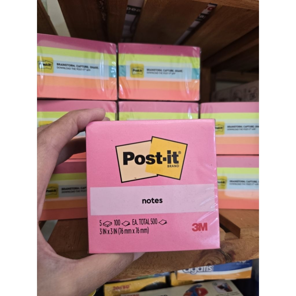 

3M 654-AN Post It / Notes Kotak Warna Warni Ukuran 7.5 x 7.5 cm Bisa Tempel Berulang Kali