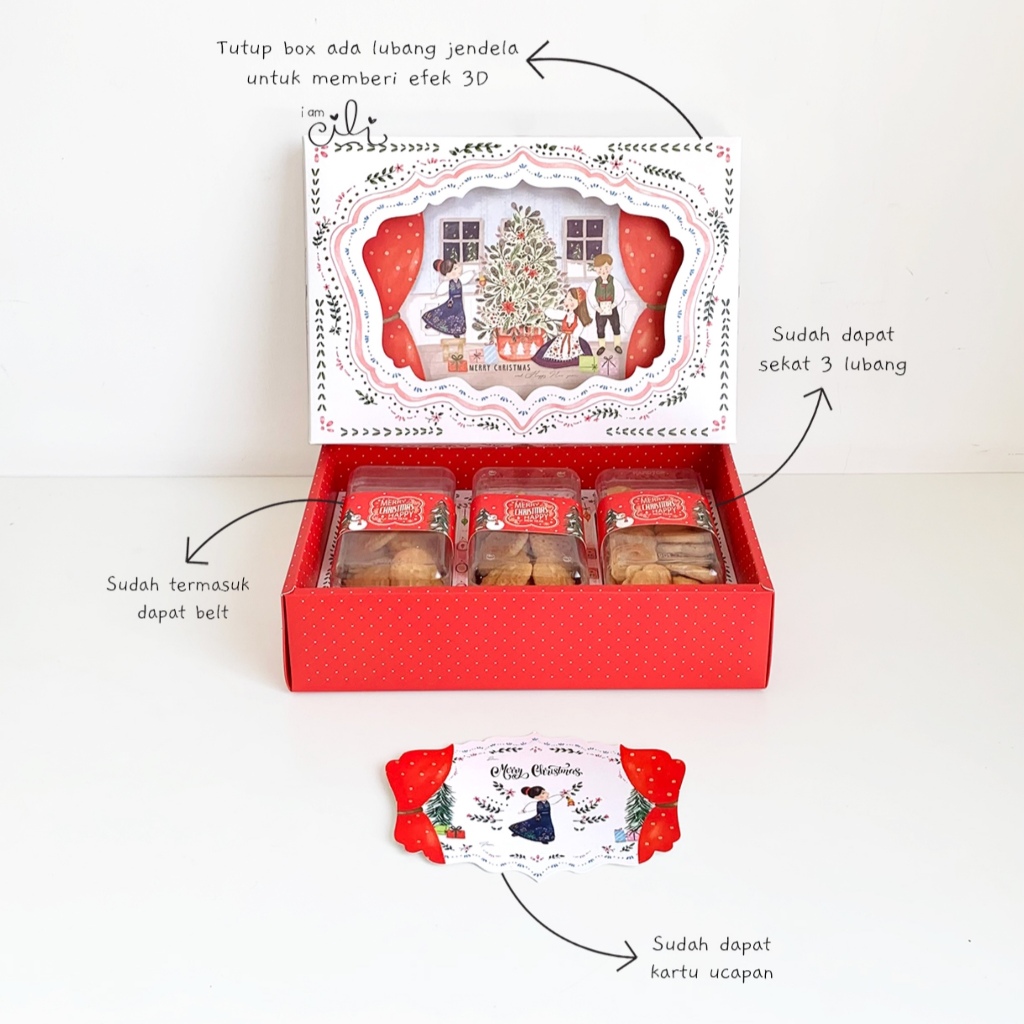 

(BOX 30.5 x 21.5 x 7.5 cm NATAL) DUS kue kering toples kotak natal/merry christmas (ISI 10)