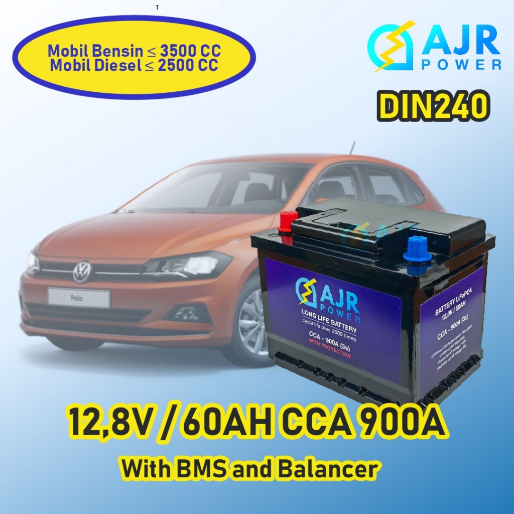 ACCU AKI LITHIUM BATTERY BATERAI LiFePo4 DIN55 LN2 MOBIL MERCEDES A CLASS PEUGEOT 207 306 308 VW GOL